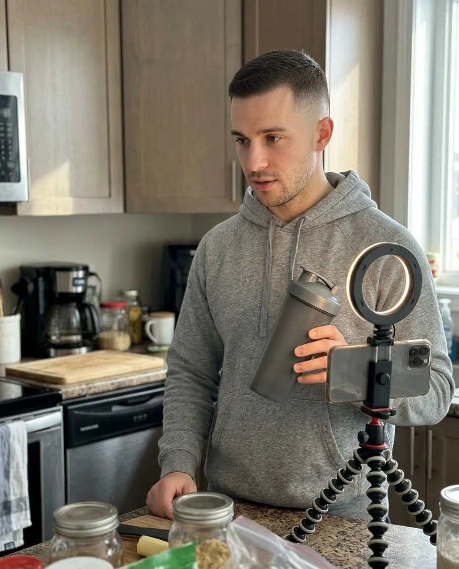AI-influencer · man, aan het werk